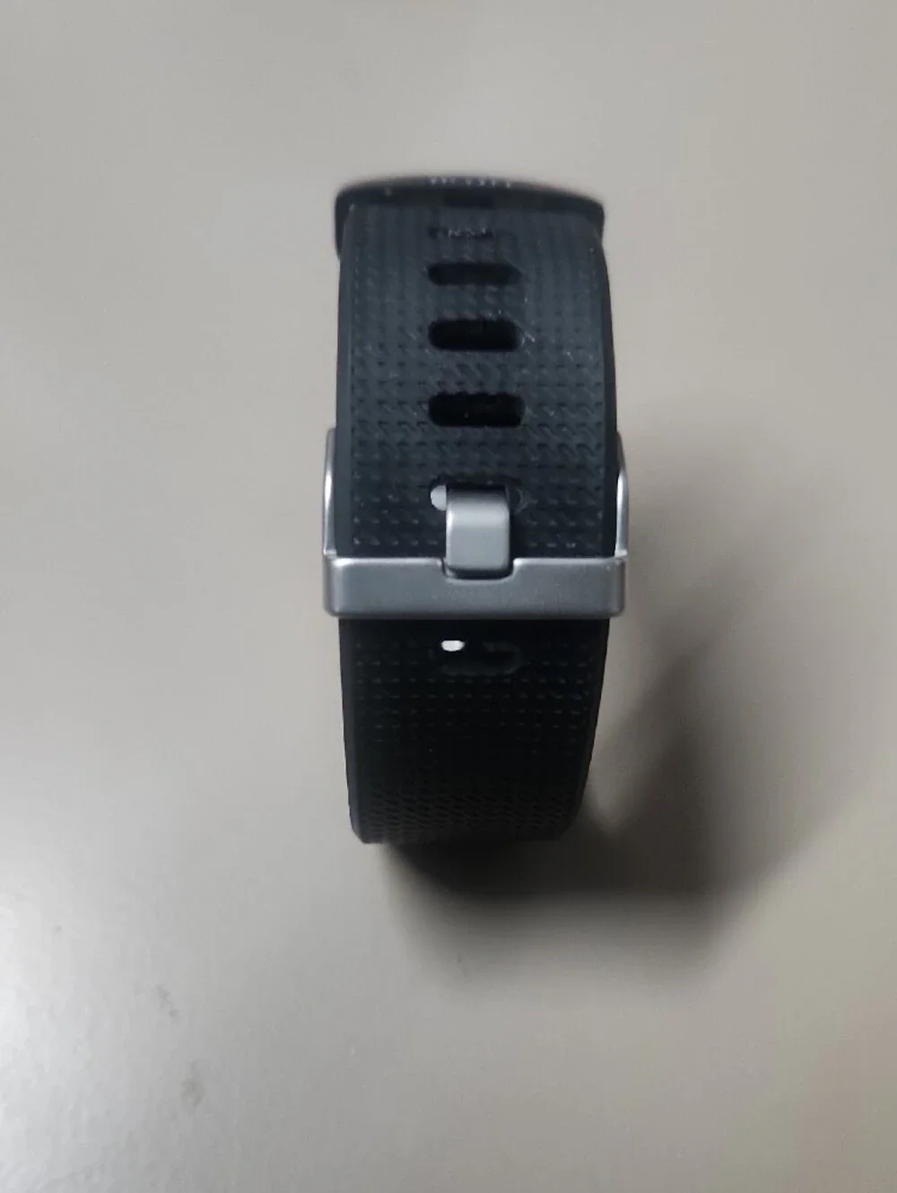 Black Fitness Smartwatch with Textured Silicone Band